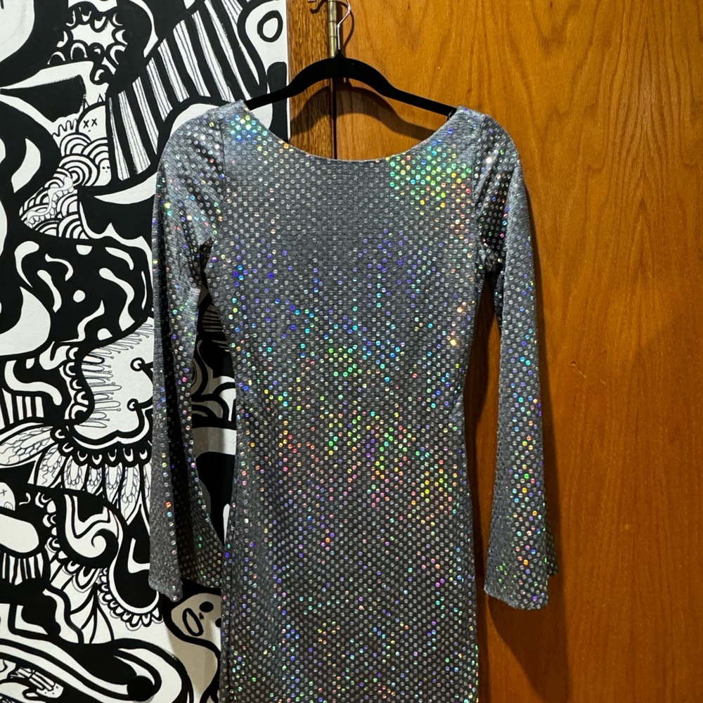 Rainbow Sequin Silver Dress